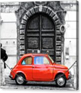 Little Red Fiat In Rome Fusion Acrylic Print