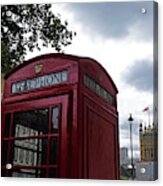 London Telephone Booth With Tower London Uk Acrylic Print