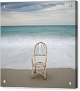 Lonely Chair In The Dawn Of A Cloudy Day Acrylic Print