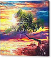 Lonely Tree On Sunset 2 Acrylic Print