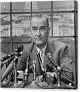 Lyndon B. Johnson At Press Conference Acrylic Print
