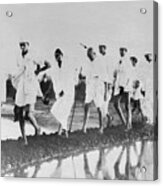 Mahatma Gandhi Walking To Shoreline Acrylic Print