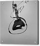 Male Athlete Jumping In Liquid Splsh Acrylic Print