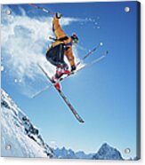 Male Skier In Mid-air, Low Angle View Acrylic Print