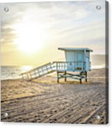 Malibu Zuma Beach Lifeguard Tower #4 Sunset Acrylic Print