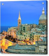 Malta, Valetta At Dusk Acrylic Print