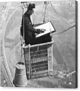 Man Mapping Terrain From Balloon Acrylic Print