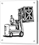 Man On Forklift Moving Box Acrylic Print