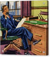 Man On The Phone At His Desk Acrylic Print