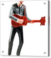 Man Playing Red Guitar Acrylic Print