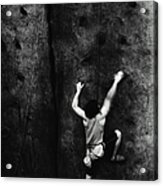 Man Rock Climbing, Indoors, Rear View Acrylic Print