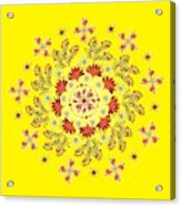 Mandala Flowering Series#3. Yellow Acrylic Print
