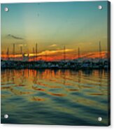 Marina Reflection Sunrise Acrylic Print