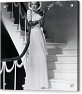 Marlene Dietrich Smoking On Staircase Acrylic Print