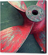 Massive Propeller Distressed Red Acrylic Print