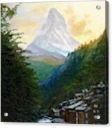 Matterhorn And Zermatt At Dusk Acrylic Print