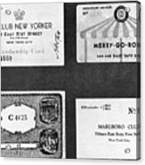 Membership Cards To New York Speakeasies Acrylic Print