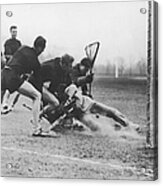 Men Playing Lacrosse B&w Acrylic Print