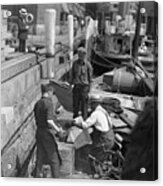Men Unloading Crates Of Rum Acrylic Print