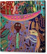 Mexico.mexico City.national Museum Of Anthropology. Huichol Art. Acrylic Print