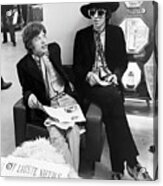 Mick Jagger And Keith Richards Candid With Newspaper Acrylic Print