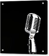 Microphone Against Black Background Acrylic Print