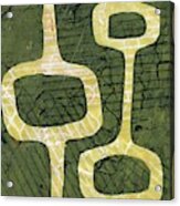 Mid Century Modern Abstract Gelli Plate Green Yellow Acrylic Print