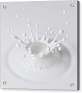 Milk Droplet Splashing, Close-up Acrylic Print