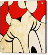 Minnie Mouse Face, Acrylic Painting By Kathleen Artist Acrylic Print