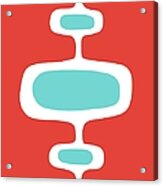 Mod Pod 1 Turquoise On Red Acrylic Print