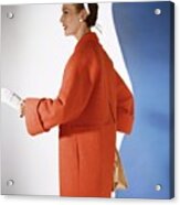Model In A Vogue Patterns Coat Acrylic Print
