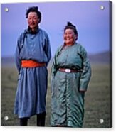Mongolian Nomadic Couple At Dusk Acrylic Print