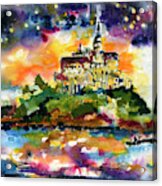 Mont Saint Michel France Watercolors Acrylic Print