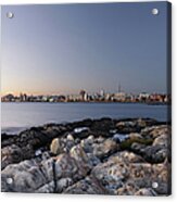 Montevideo City Scape With Rocks At The Acrylic Print