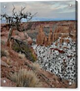Moon Rising Over Grand View Point In Colorado National Monument Acrylic Print
