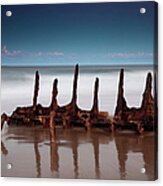 Moonrise Over The Wreck Acrylic Print