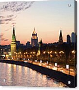 Moscow City On Sunset Russia Acrylic Print