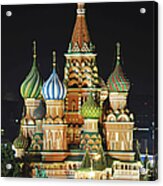 Moscow. St Basil  Catedral At Night Acrylic Print