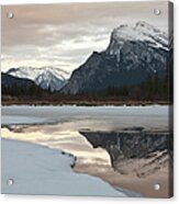 Mount Rundle Reflected In Vermillion Acrylic Print