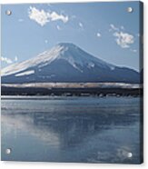 Mt. Fuji And Lake Yamanaka In Winter Acrylic Print