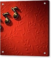 Musical Notes On The Red Background Acrylic Print