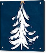 Navy And White Christmas Tree 1- Art By Linda Woods Acrylic Print