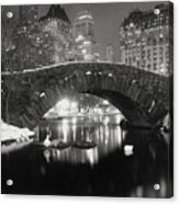 New York Pond In Winter Acrylic Print