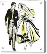 Newlyweds Running Down Aisle Acrylic Print