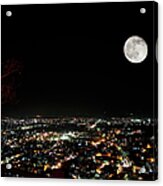 Night View Of Chittorgarh City Acrylic Print