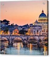 Night View Of The Basilica St Peter Acrylic Print