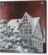 Nordic Town Houses - Under The Blood Red Sky Acrylic Print