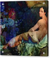 Nude In Flowers Acrylic Print