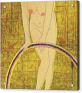 Nude Woman With Hula Hoop Acrylic Print