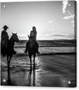 Ocean Sunset On Horseback Acrylic Print